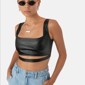 Adika leather crop top